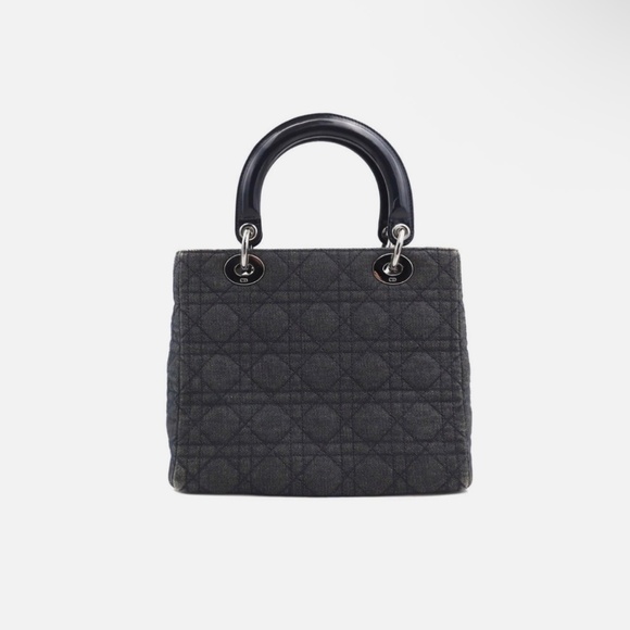 Dior Cannage Lady Dior Blue Denim Fabric Tote - Picture 2 of 8